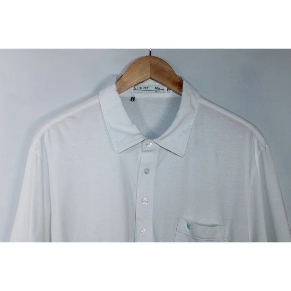 Criquet Men's XXL Slim Fit White Short Sleeve Polo Shirt - Picture 2 of 11
